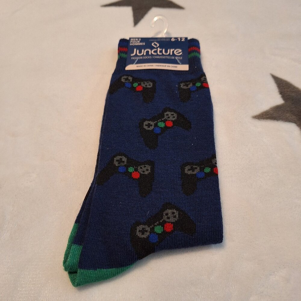Men's Fashion Novelty‎ Casual Dress Blue Video Game Controller Socks Size 6-12